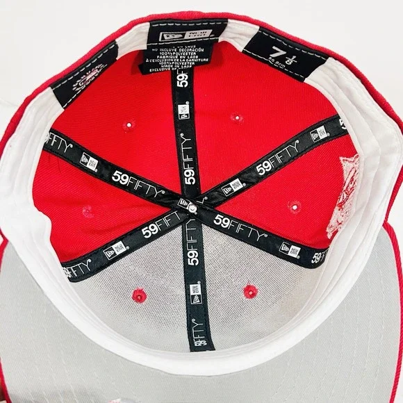 New Era New York Yankees Red World Series 59FIFTY Fitted Hat Cap 7 1/8 MLB - Picture 6 of 6